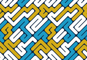 Labyrinth geometric vector seamless pattern, vector abstract background of a logic maze, rectangle lines geometrical endless wallpaper design.