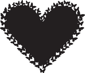 Butterfly Swarm Silhouette &ndash; Elegant Flying Butterflies Black Vector on White.