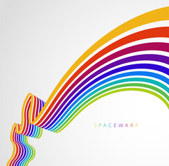 3D lines in 3D perspective colored in rainbow colors vector abstract background, bright wallpaper with dimensional curvy stripes.