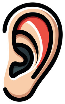 Stylized human ear icon with bold outline vector illustration