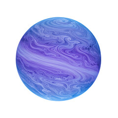 Fototapeta premium Vibrant blue and purple swirling planet isolated