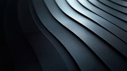 Abstract dark metallic waves with shimmering highlights and textured surfaces