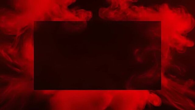 a blank black rectangle surrounded by vibrant red smoke on a dark background . use as multipurpose tittle intro, background. product mockup. motion graphics background