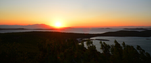 A sunset view from Devil's Table in Ayvalik town, Turkey.