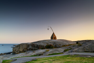 view of the historic Verdens Ende Lighthouse on Tjome Island in southern Norway