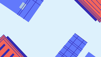 Flat vector illustration of abstract geometric shapes in blue and orange hues