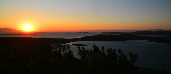 A sunset view from Devil's Table in Ayvalik town, Turkey.
