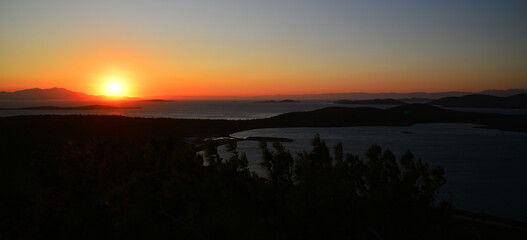 A sunset view from Devil's Table in Ayvalik town, Turkey.