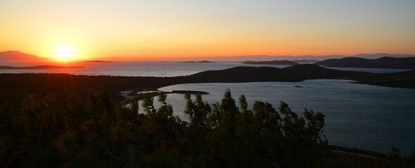 A sunset view from Devil's Table in Ayvalik town, Turkey.