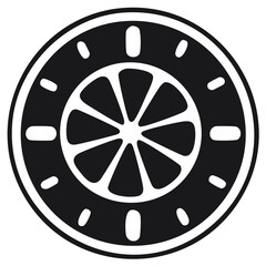 Fototapeta premium Citrus Fruit Slice Vector Illustration: Black and White Circular Graphic