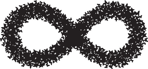 Butterfly Swarm Silhouette &ndash; Elegant Flying Butterflies Black Vector on White.