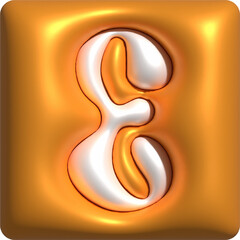 3D Colorful Glossy Alphabet Letter E Icon