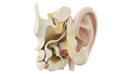 Human ear anatomy cross section showing inner ear ossicles and Eustachian tube middle ear outer ear