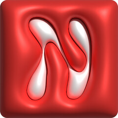 3D Colorful Glossy Alphabet Letter N Icon