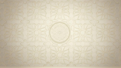 Obraz premium Ornate Beige Patterned Ceiling Design with Floral Motifs.
