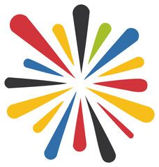 Burst of Colorful Beams Radiating from Center Point Vivid Graphic Art