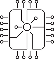 Abstract brain microchip icon representing artificial intelligence and neural computing