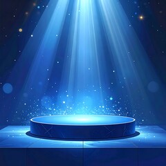 Illuminated Stage - A Captivating Blue Spotlight Presentation Platform.