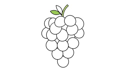 Illustration of a Bunch of Grapes Ready for Coloring.
