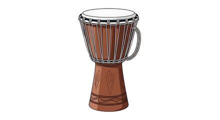 Illustration of a Djembe Drum - A Percussion Instrument.