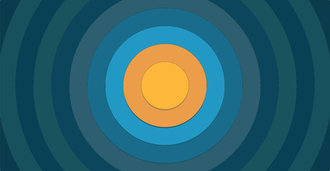 Concentric circles in shades of blue and orange creating an abstract background design with a modern aesthetic.