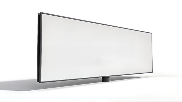 Blank white widescreen television or monitor with a black frame on a white background.