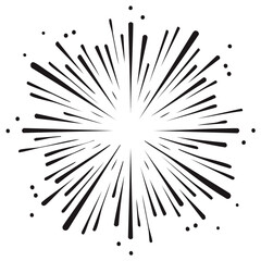 Obraz premium Black starburst explosion with small dots on a white background abstract graphic