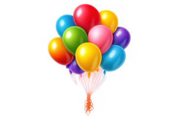 Colorful balloons flying, celebrating birthday party events, bringing joy happiness and festive decoration elements