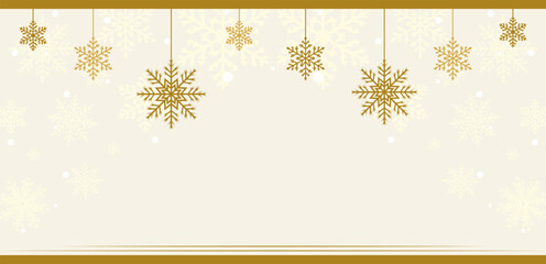 Elegant Gold Hanging Snowflakes on Cream Bordered Background