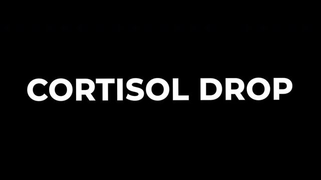 Cortisol Drop shake text animation on transparent background. Vibrating shaking typography effect for hormone level decrease, fatigue symptoms and metabolic health awareness projects.