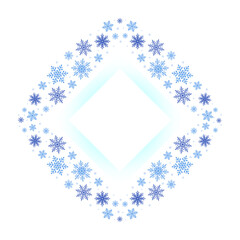 Blue Snowflake Diamond Frame on White Background