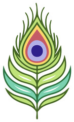 Obraz premium Elegant vector illustration featuring an ornate peacock feather with vibrant colors and detailed design elements