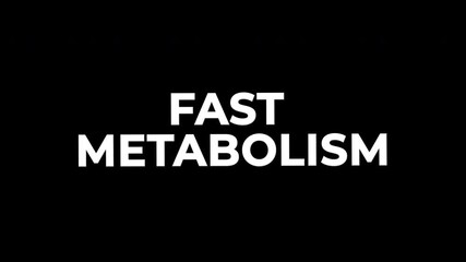 Shaking typography Fast Metabolism on transparent background. Ideal for gym vlogs, diet tips, sports science, and healthy lifestyle content.