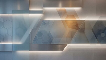 Modern Geometric Technology Wall with Hexagon Pattern Abstract Background