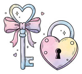 Generative AI, Valentine's Day Images, Key and heart shaped lock (Love Lock)
