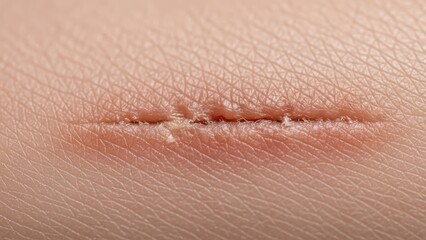 Fototapeta premium Close-up of a healing scar on human skin surface