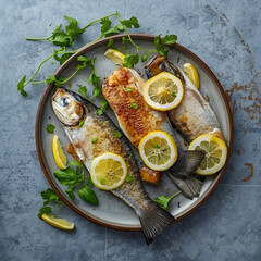 Fish Fry with Lemon Background