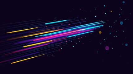 Night shimmer technology abstract side view digital future animation Triadic Color Scheme flat design. 