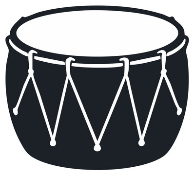 Stylized icon of a traditional drum, a percussion musical instrument silhouette