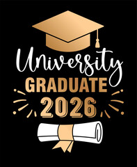 University Graduate 2026 Graduation Typography Vector Design