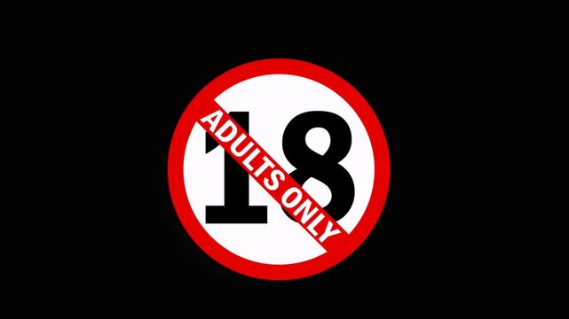 18+ not allowed logo animation.  Censor Icon warning adult