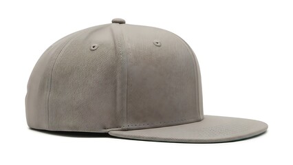 Fototapeta premium A light gray baseball cap is displayed on a white background
