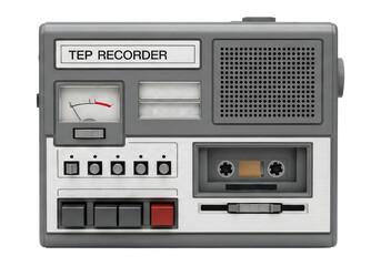 Fototapeta premium 90s Culture Music Device over white Surface Isolated on Transparent PNG Background.