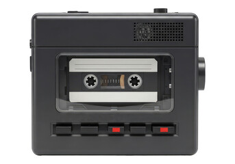 Obraz premium 80s Style Portable Radio over white Backdrop Isolated on Transparent PNG Background.