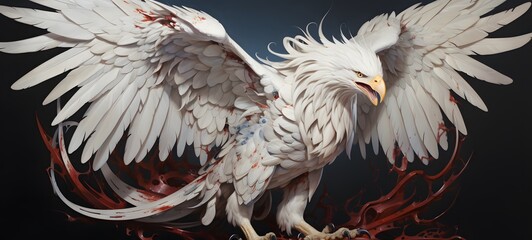 realistic photo of a glossy white Griffin,generative AI