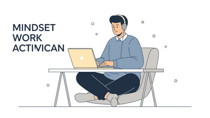 motivational workplace illustration emphasizing mindset and active working environment