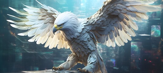 realistic photo of a glossy white Griffin,generative AI