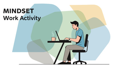 motivational mindset work activity illustration emphasizing positive thinking and productivity