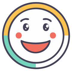 Fototapeta premium Happy cartoon face with smiling expression, comic emoji circle, flat illustration.