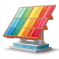 Colorful Solar Panel Array Illustration